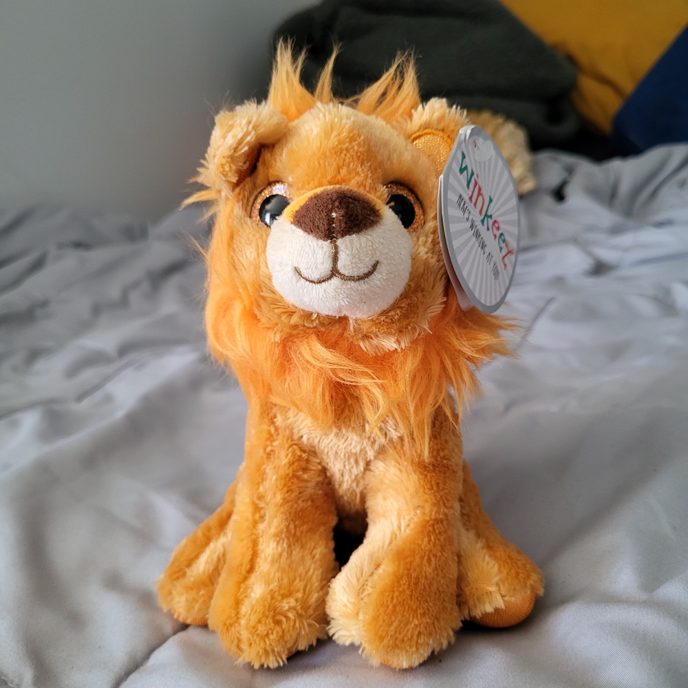 Winkeez Plush Asher Lion Stuffed Toy 6.5" Glitter Eyes/Feet Plush Lion Toy
